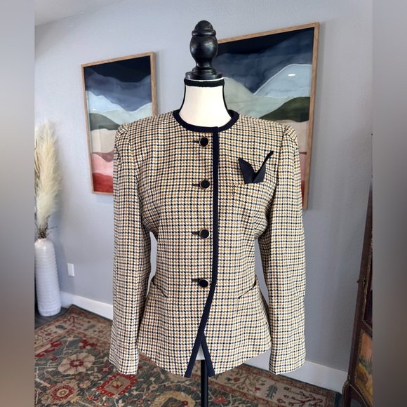 Vintage Stirling Cooper Checkered Jacket with Black Trim - Picture 6 of 11
